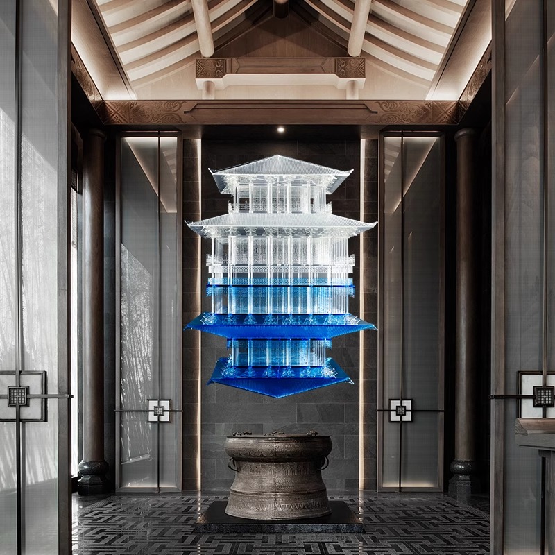 中国风古建筑透明亚克力模型摆件