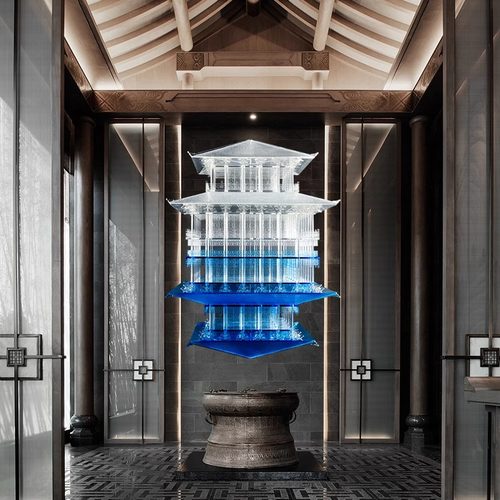 中国风古建筑透明亚克力模型摆件