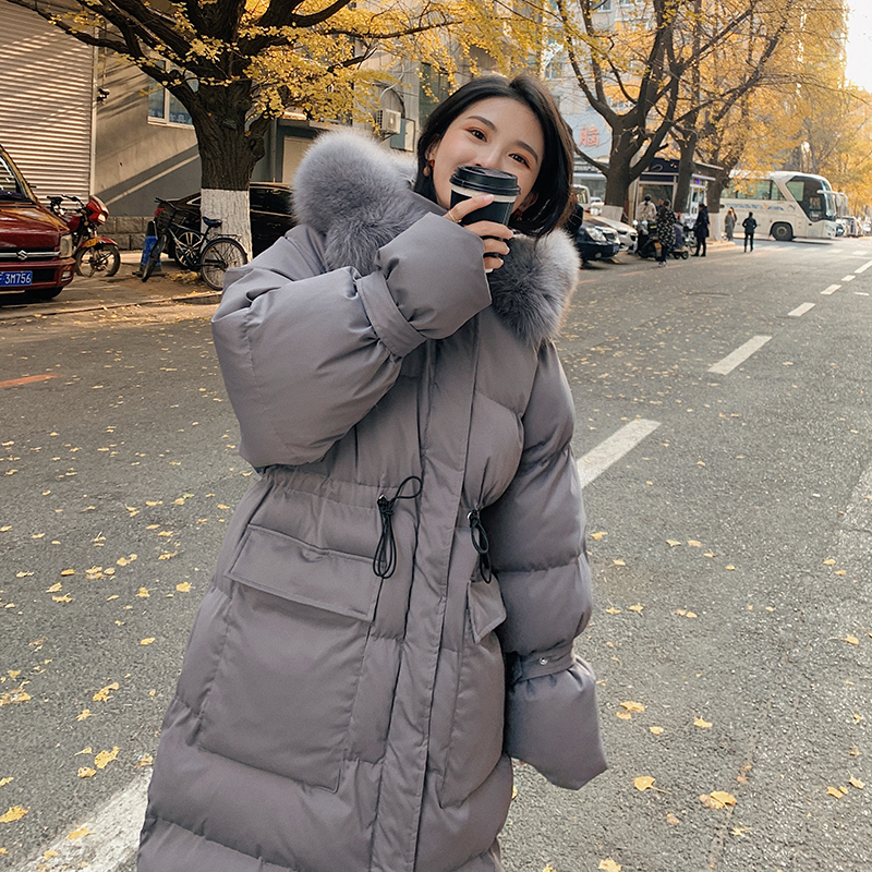 大货气质灰连帽大毛领中长款服外套262A-W109-P195-K278，女装棉衣/棉服，Yologo