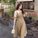 5.9出货淑女撞色收腰连衣裙262A-S887-P95-K148，女装连衣裙，Yologo