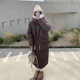 美拉德高级感咖色长款连帽鹅绒服女冬2024新款超好看羽绒服厚外套，女装羽绒服，Yologo