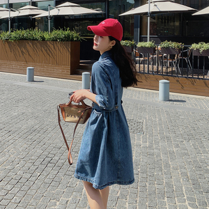 复古高级感牛仔裙连衣裙女2023春夏新款韩版学院风时尚减龄衬衫裙