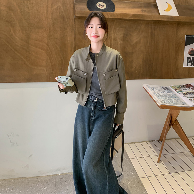 韩版时尚气质短款夹克外套女2025春秋季新款宽松显瘦百搭休闲上衣,女装短外套,Yologo