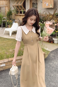 5.9出貨 淑女撞色收腰連衣裙 262A-S887-P95-K148圖片