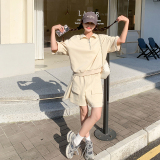 元气少女感穿搭上衣套装女夏超火好看高级感休闲风时髦短裤两件套，女装运动套装，Yologo