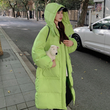 独特超好看果绿色羽绒服女冬季2025新款高级感过膝中长款保暖外套，女装羽绒服，Yologo