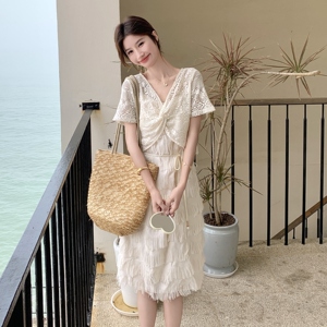 蕾丝罩衫流苏吊带连衣裙套装女夏2025新款两件套度假风爆款少女感图片