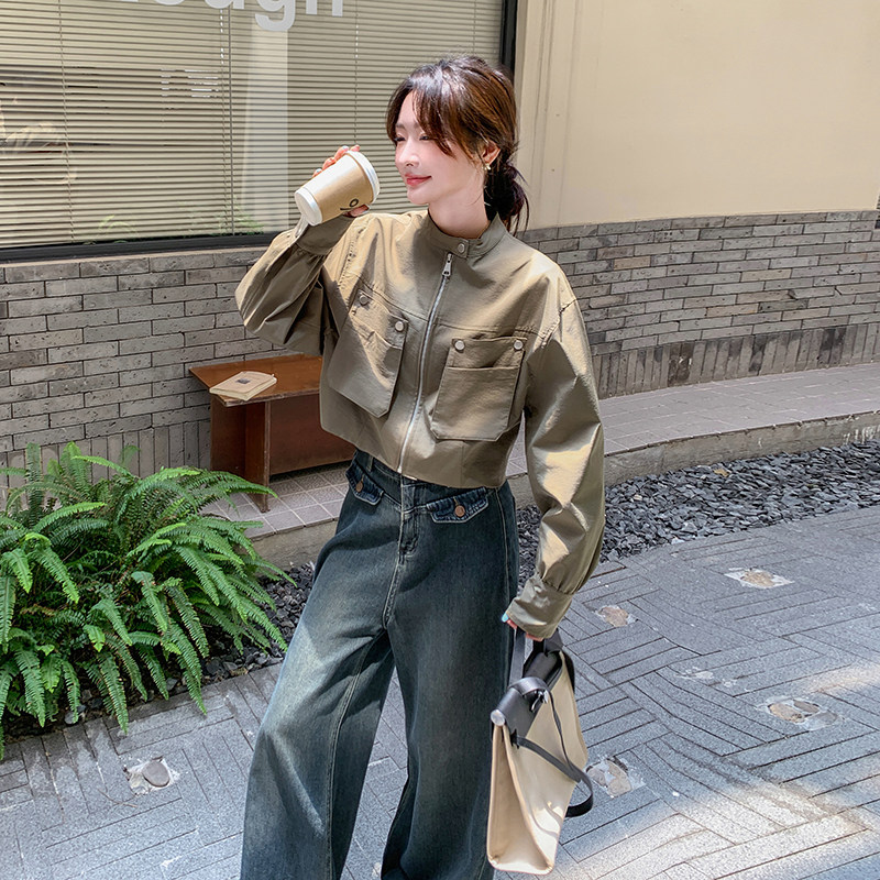 韩版时尚气质短款夹克外套女2025春秋季新款宽松显瘦百搭休闲上衣,女装短外套,Yologo