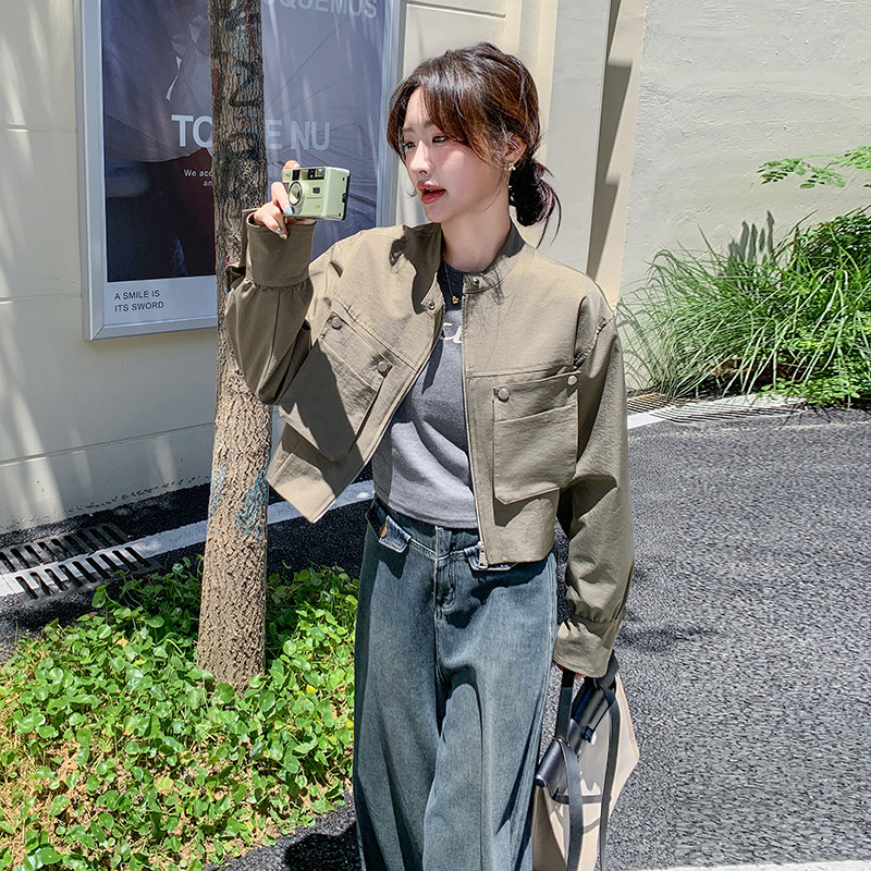 韩版时尚气质短款夹克外套女2025春秋季新款宽松显瘦百搭休闲上衣,女装短外套,Yologo