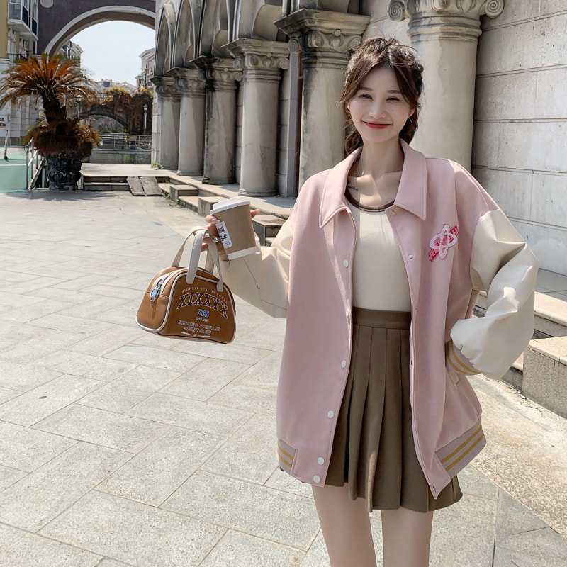 新款麂皮绒+PU皮263-S211-P135-K188,女装短外套,Yologo