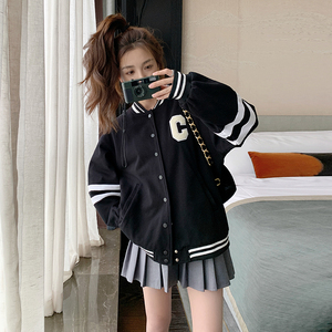 少女孩班服15高初中小学生宽松运动棒球服13大童14春秋16图片