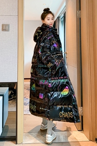 【大货 新货】22冬款 亮面印花免洗长款棉服 262A-W228-P195-K278图片