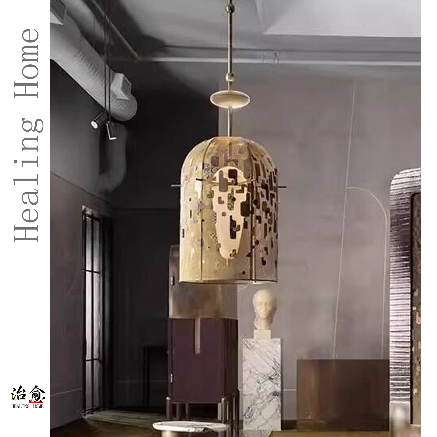 设计师古典东方灯笼别墅样板间酒店大堂餐桌吊灯手工刺绣艺术灯