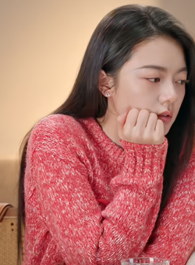 骄阳似我赵今麦聂曦光同款衣服红色毛衣女装秋冬季新款宽松百搭女