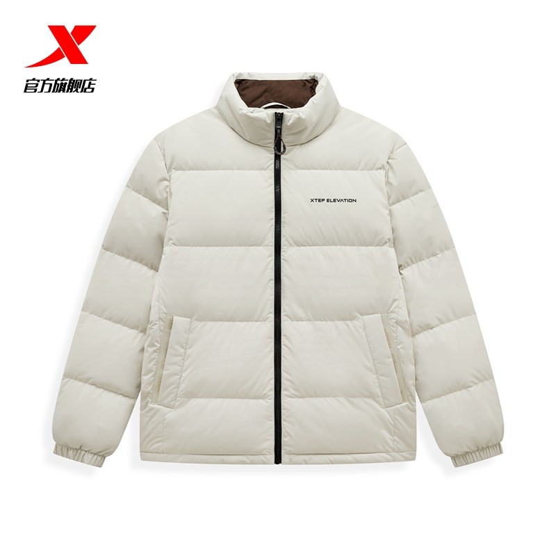 特步立领羽绒服男2024冬季新款保暖加厚棉服运动夹克976429190248