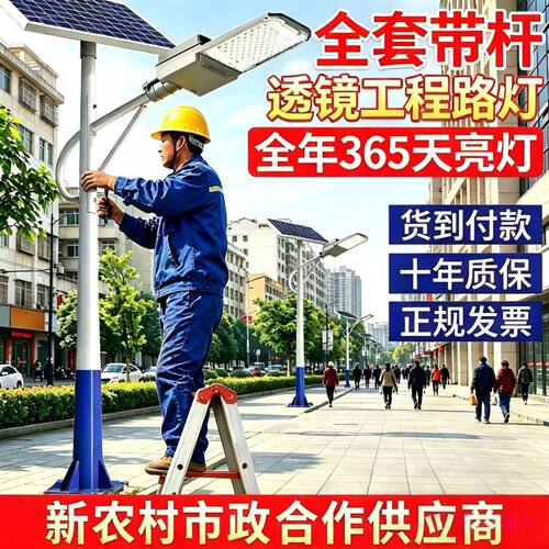 太阳能LED路灯全套带杆超亮工程款新农村道路户外超亮6米市政高杆
