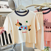 套装 长裤 优可丝儿童衣服男女宝宝家居服短袖 莫代尔婴儿睡衣超薄款