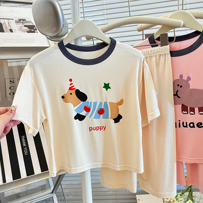 莫代尔婴儿睡衣超薄款优可丝儿童衣服男女宝宝家居服短袖长裤套装