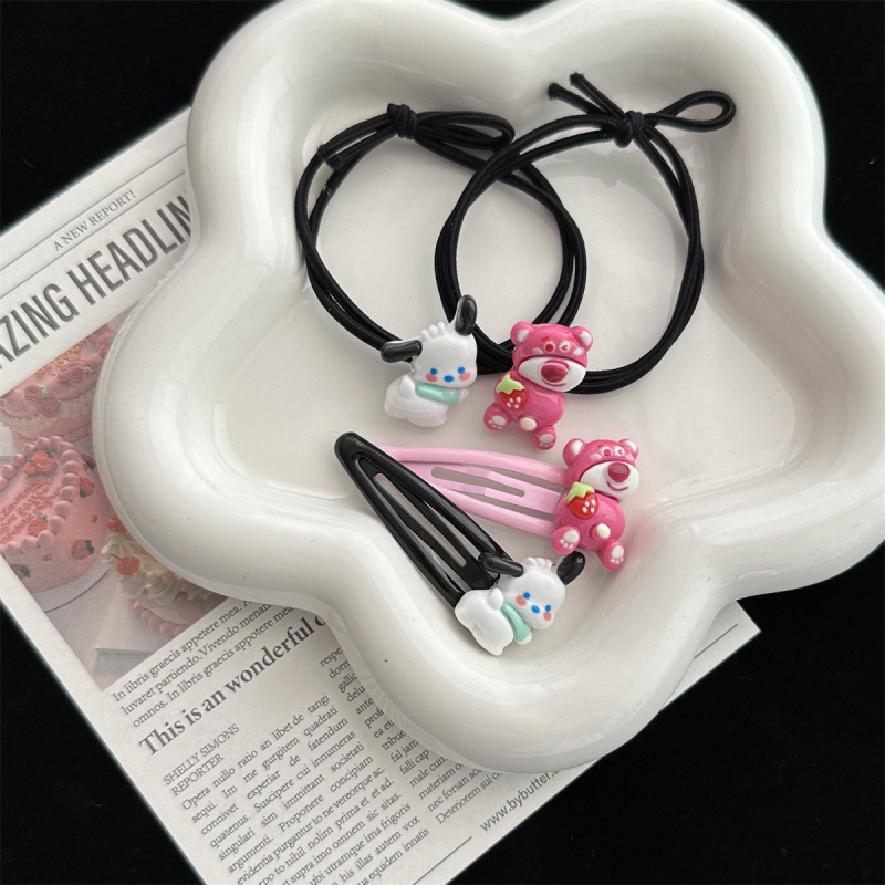 韩版卡通小狗红熊发圈可爱少女网