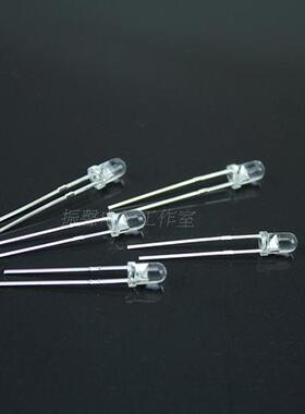 （型号：302 UBC ）3MM LED 发光二极管  高亮短脚 白发蓝光10粒