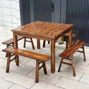 纯实木老式四方桌传统桌子中式正方小八仙桌饭店农村餐桌餐椅组合