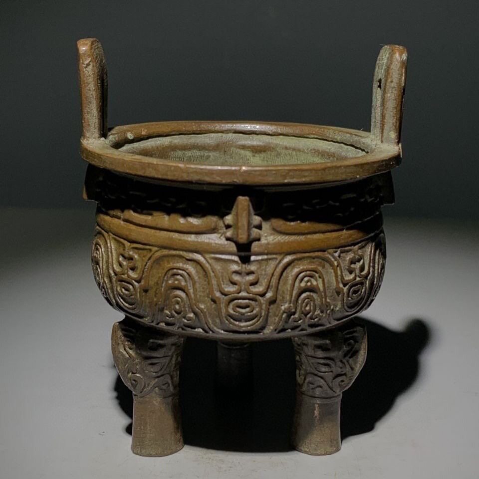 仿古饕餮纹香炉香具三足鼎立香炉焚香炉家居摆件工艺品送香插