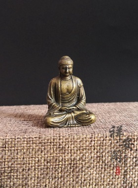 黄铜大日如来佛像摆件口袋佛寸佛迷你家居装饰品摆件微雕铜小佛像