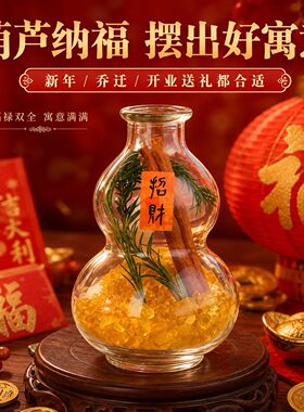 粗盐净化磁场葫芦玻璃瓶肉桂新年