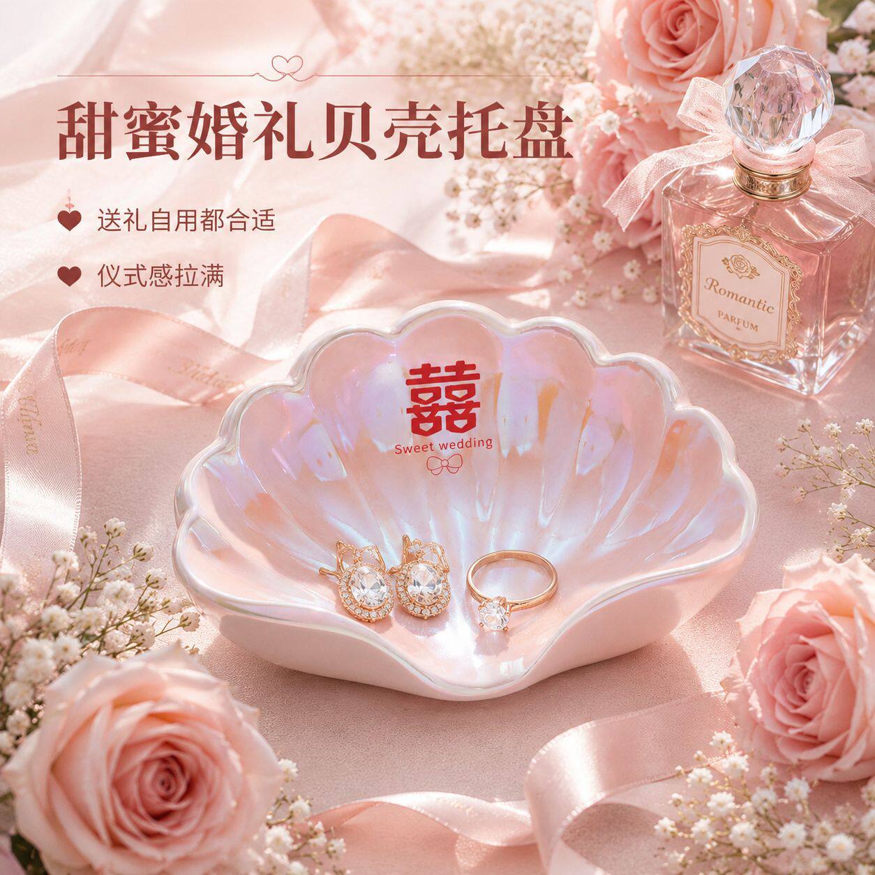 结婚婚房布置新房装饰肥皂盒贝壳新娘陪嫁喜庆用品陶瓷香皂碟颜值