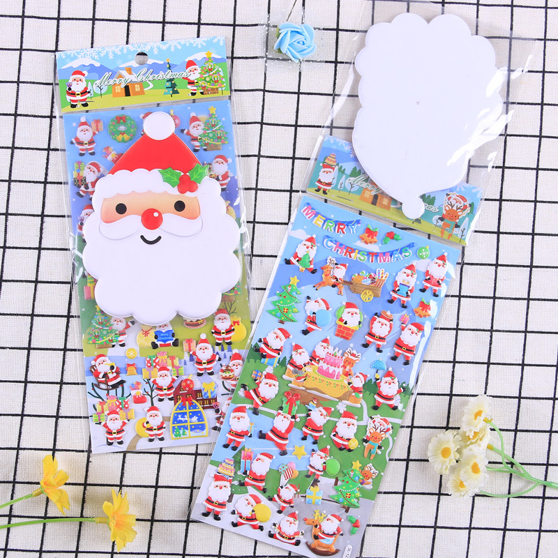 3d圣诞老人立体泡绵贴纸可爱大头帖圣诞节礼品装饰儿童奖励粘贴画