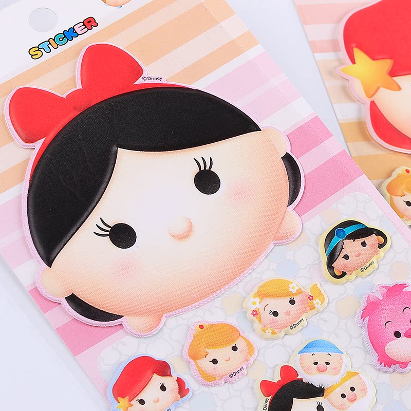 3d迪士尼tsum松松大头贴纸立体萌q白雪公主米老鼠手工装饰diy贴画