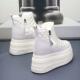 厚底保暖双拉链高帮女棉鞋 加绒内增高12cm小白鞋 女百搭2024新款 子