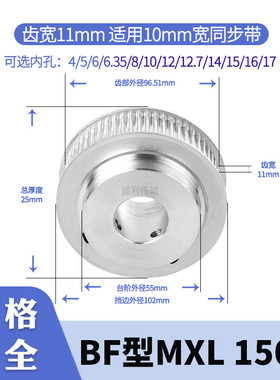 同步轮MXL150齿宽11内孔8/10/12/14同步带轮ATP150MXL037电机带轮