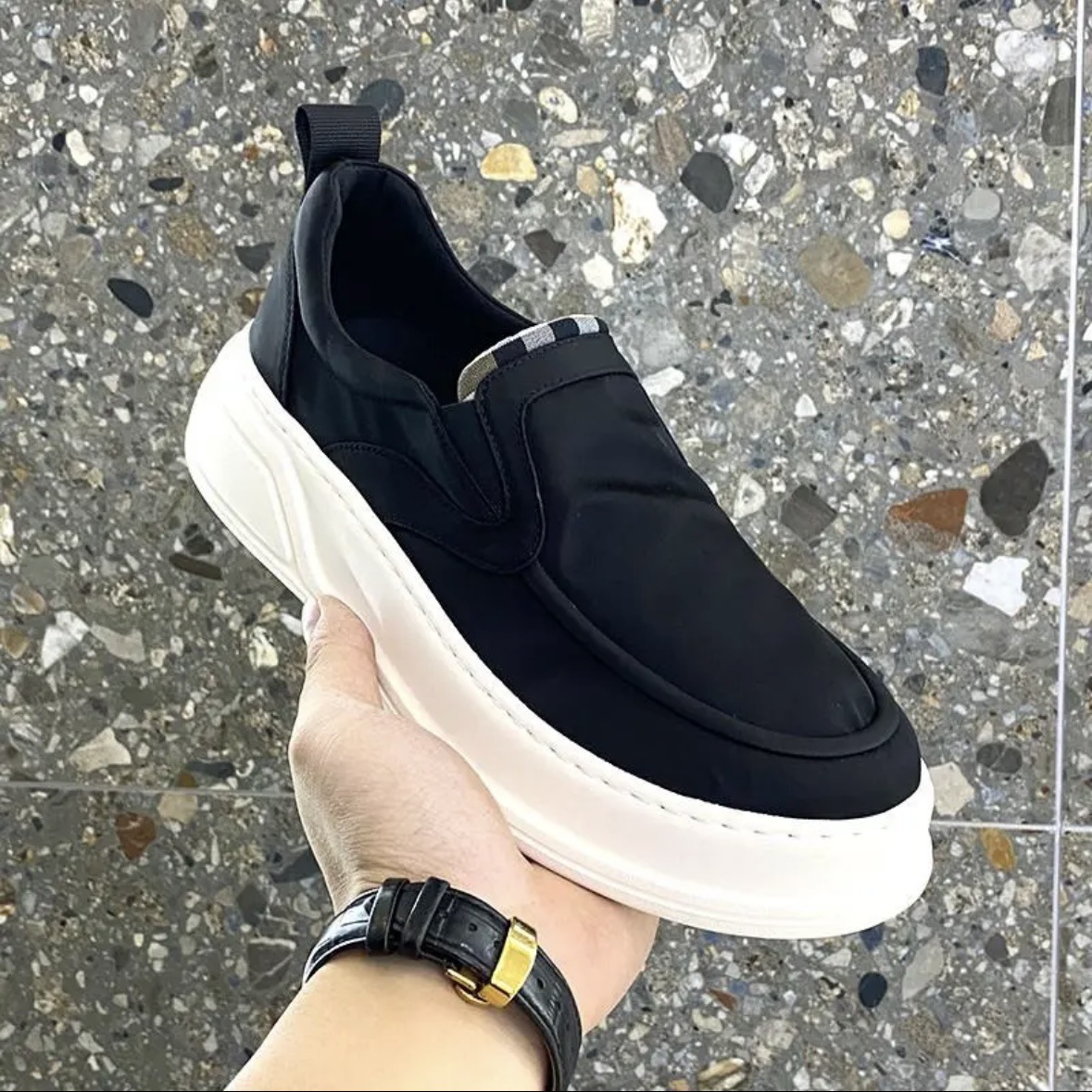 2025春夏季百搭潮流男士一脚蹬帆布透气运动休闲板鞋懒人工作男鞋