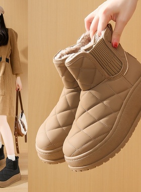 加绒高帮袜靴女2025冬季新款学生ins潮流韩版保暖休闲棉鞋K2903