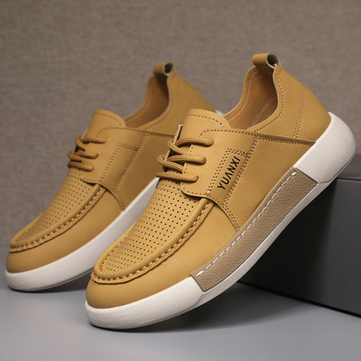 男鞋夏季2025新款网面透气一脚蹬板鞋软底百搭休闲鞋平底开车鞋子