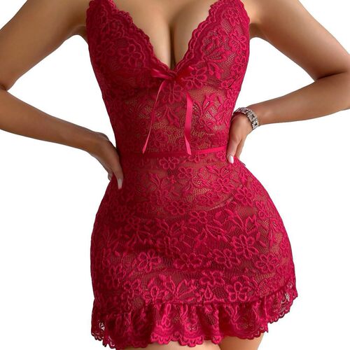 Sexy lingerie straps, lace mesh, see through pajamas