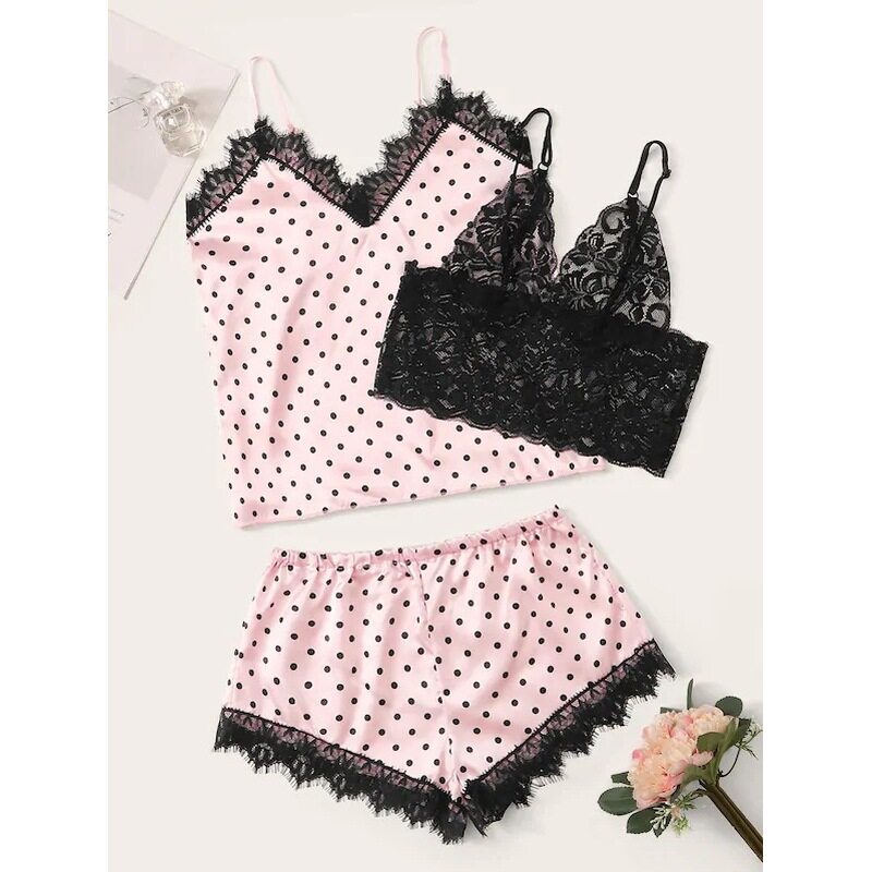 Two-piece home wear comfortable lace pajamas set