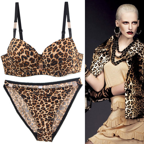Women's leopard print bra and underwear set 豹纹文胸内裤套装