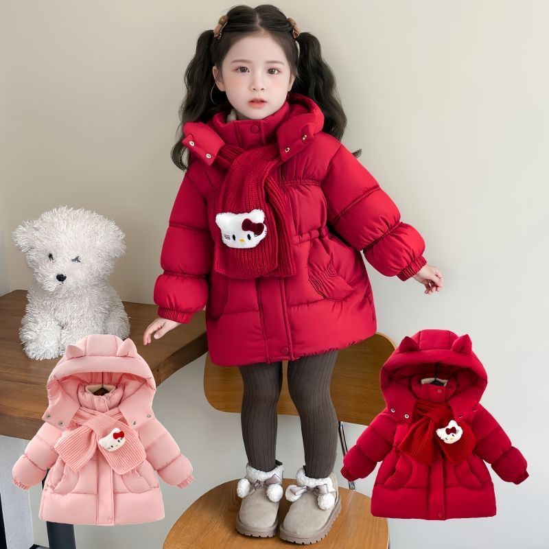 女童加厚羽绒棉服喜庆拜年服洋气