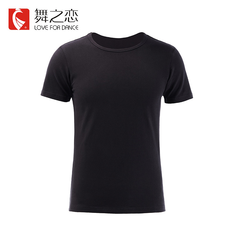 舞之恋舞蹈服成人男黑色圆领现代舞表演服学生练功服基础训练上衣