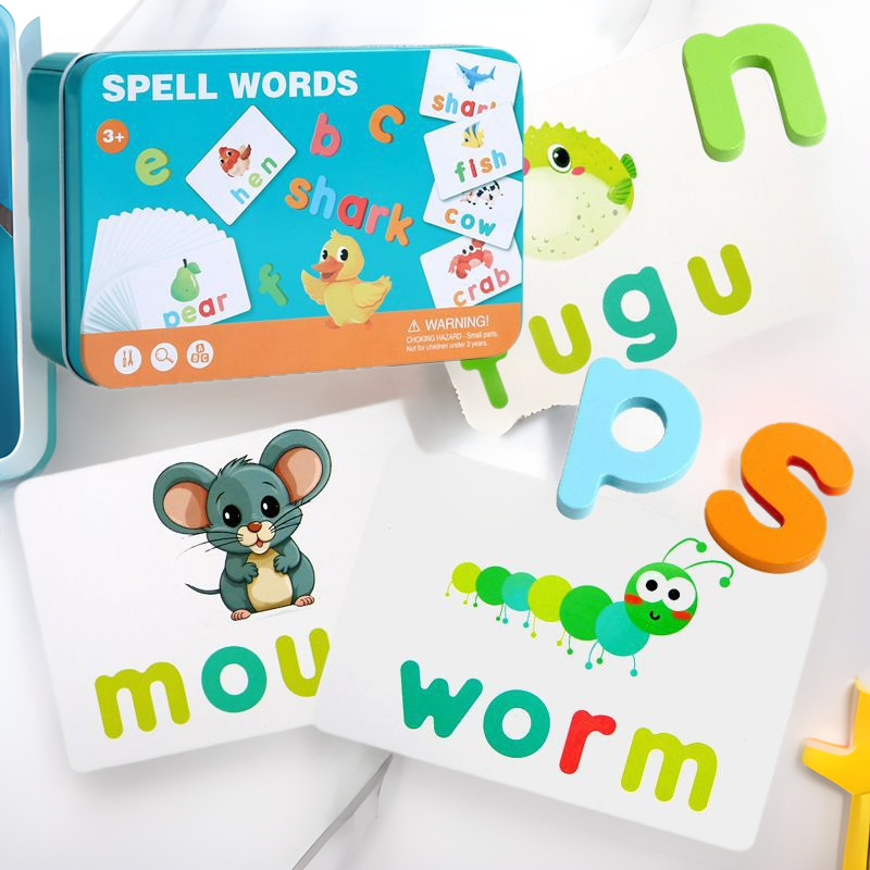 儿童26个字母英语卡片便携学拼单词认知桌面游戏宝宝早教益智