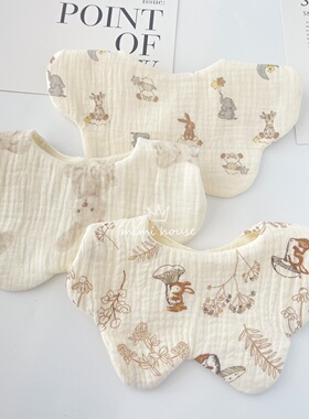 ins婴儿围兜纯棉六层纱布口水巾宝宝春夏薄围嘴a类新生儿防吐奶巾