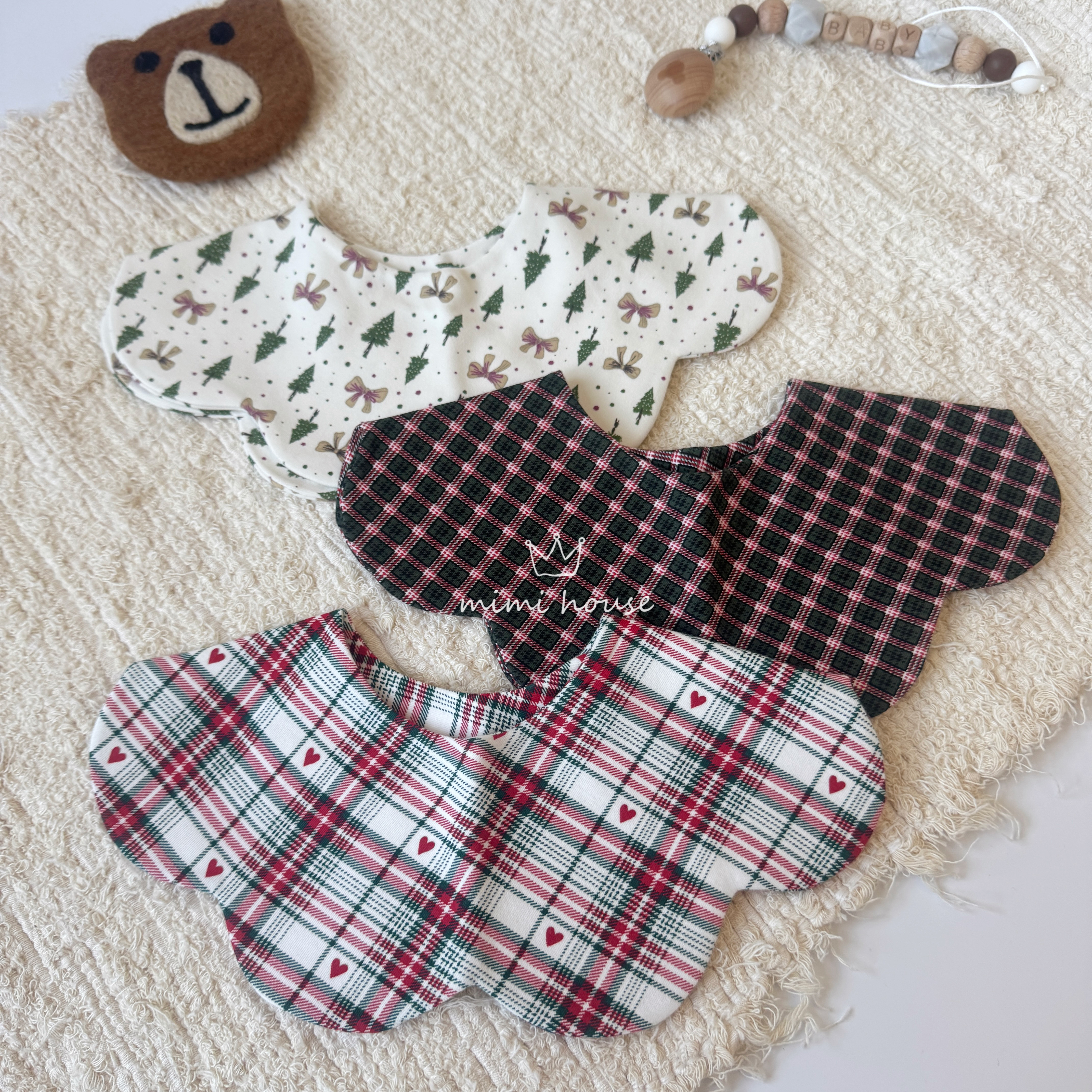 韩国婴儿纯棉口水巾圆形360°旋转宝宝防吐奶围嘴喜庆儿童围兜软,婴童用品,口水巾,淘宝优惠券,粉丝福利购,淘宝优惠卷