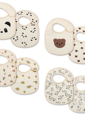 日系ins夏季纯棉纱布儿童围兜婴儿口水巾宝宝围嘴全棉防水防吐奶