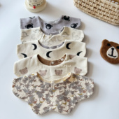 韩国宝宝围嘴婴儿纯棉口水巾A类花瓣双面带新生儿吐奶围兜0 3岁潮