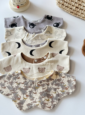 韩国宝宝围嘴婴儿纯棉口水巾A类花瓣双面带新生儿吐奶围兜0-3岁潮