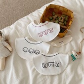 2岁 小宝宝纯棉口水巾婴儿围嘴刺绣男童女童可爱围兜0 ins韩版 秋季