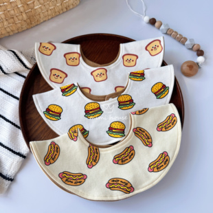 ins婴儿纯棉口水巾360度旋转宝宝双面带围嘴新生儿防吐奶围兜a类