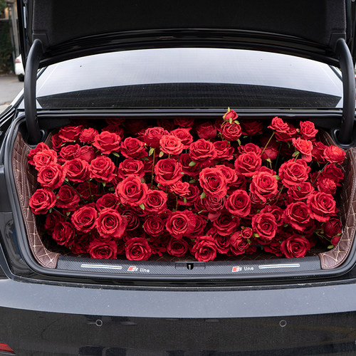 婚车后备箱装饰花车尾箱仿真花艺